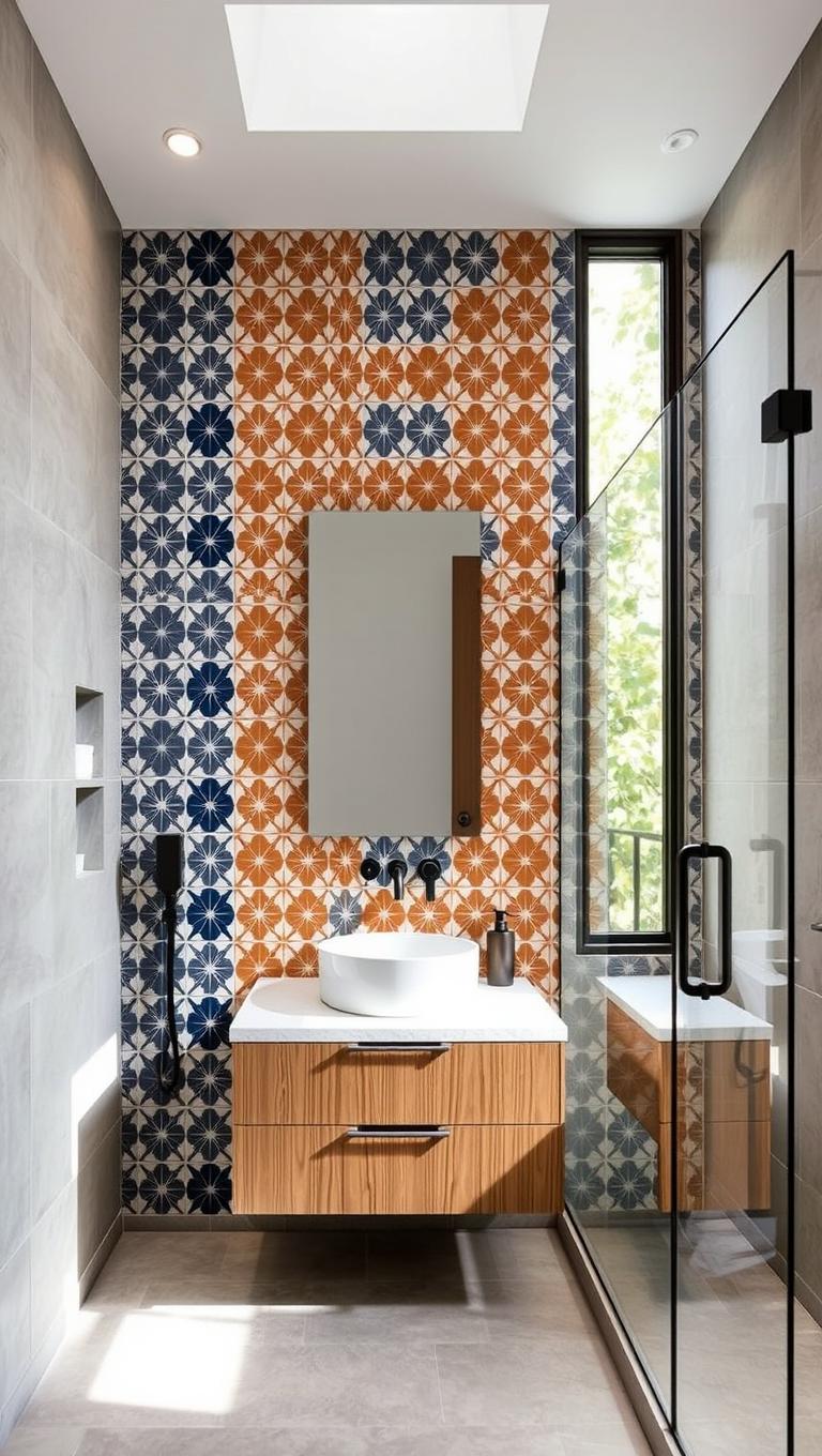 13. Patterned Encaustic Cement Tiles for a Focal Wall