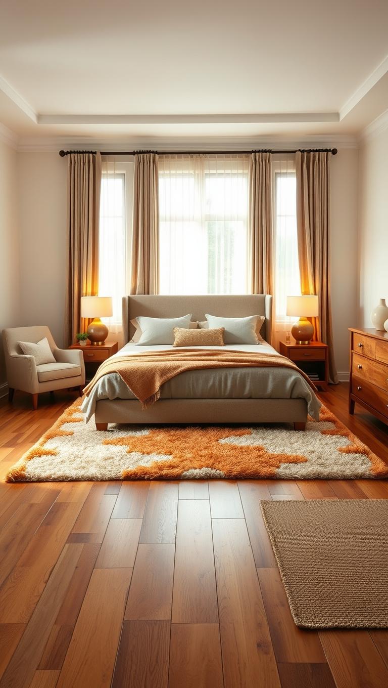 13. Warm Wood Floors and Plush Rugs