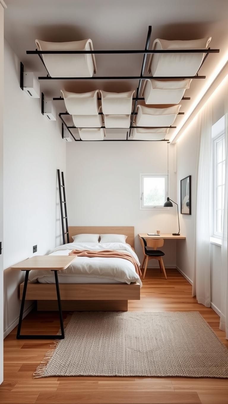 14. Ceiling mounted storage or racks