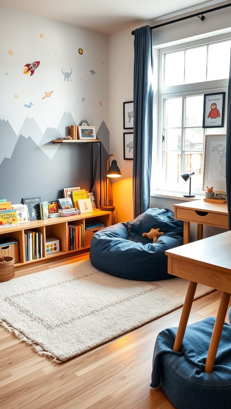 14. Cozy reading corner with bean bag