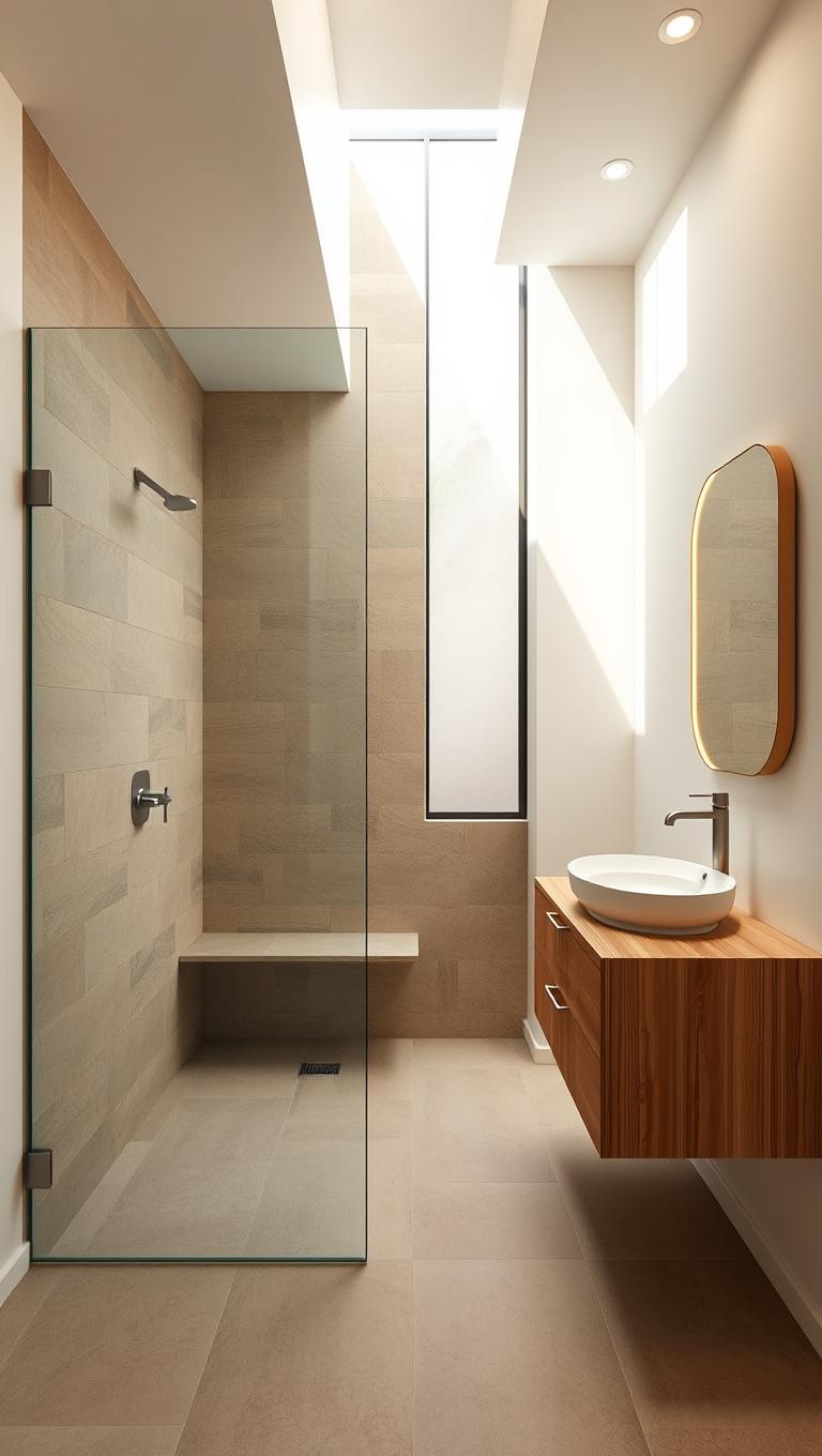 14. Walk in shower with no door