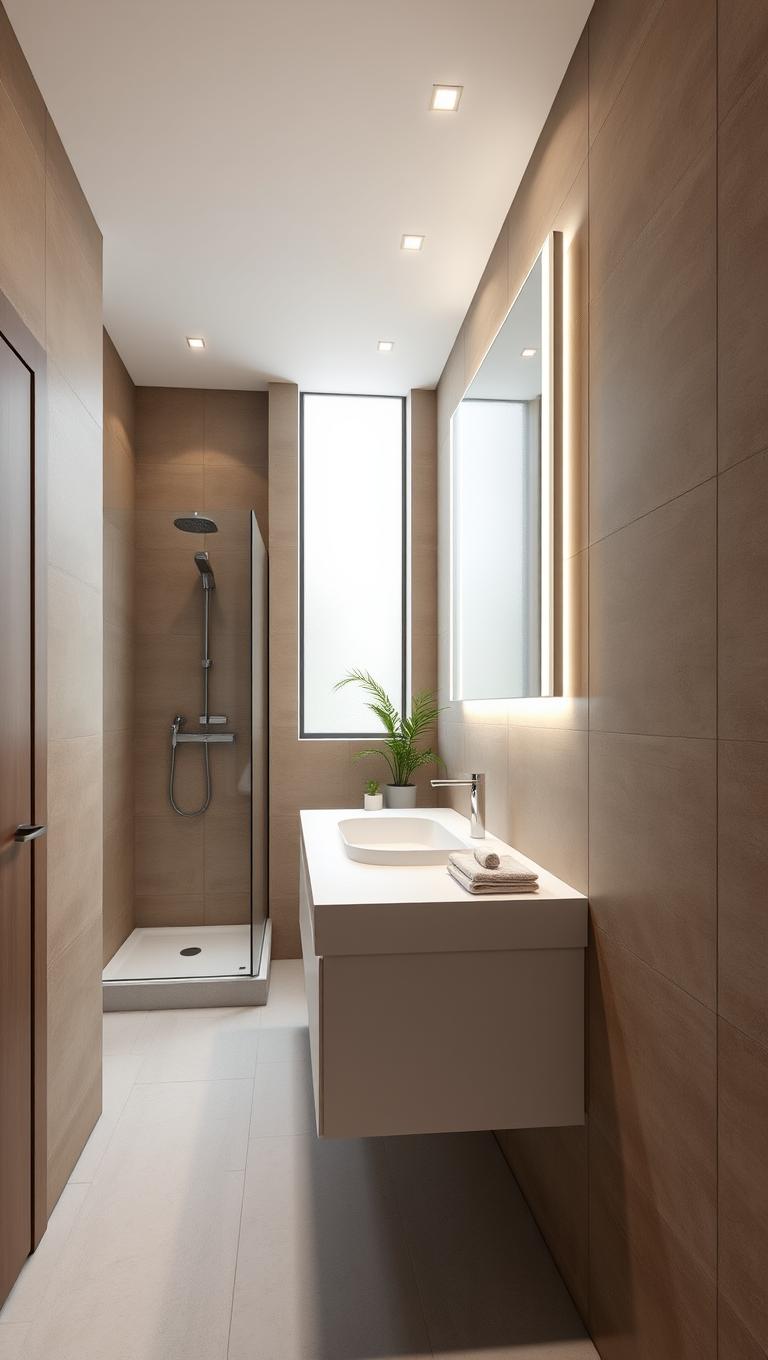 15. Frameless mirror with integrated lighting