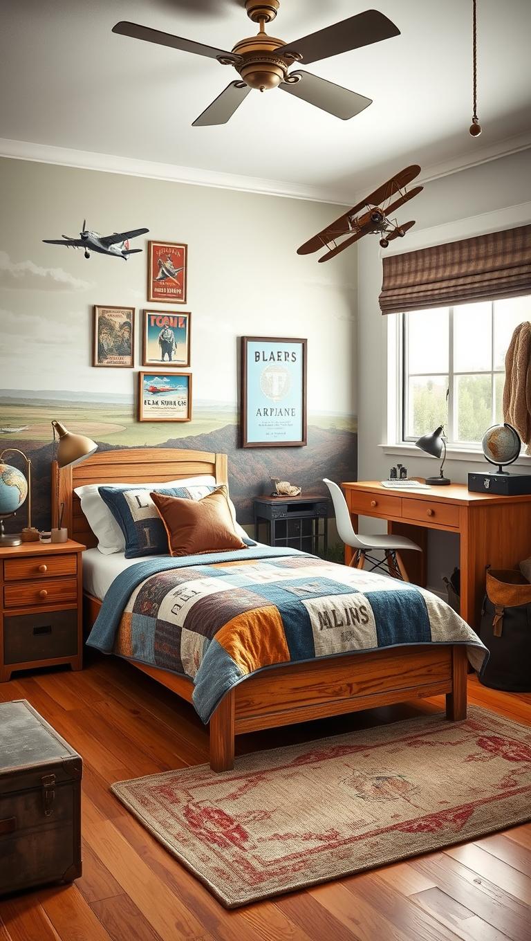 15. Vintage airplane decor theme