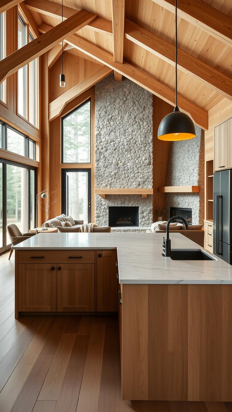 16. Slab Wood Kitchen Cabinets