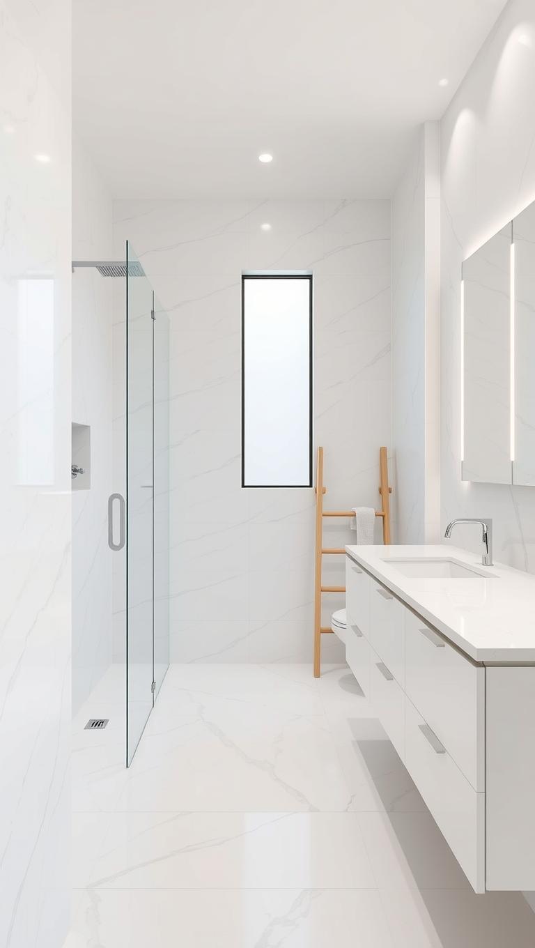 16. White Veined Carrara Inspired Tiles for Brightness