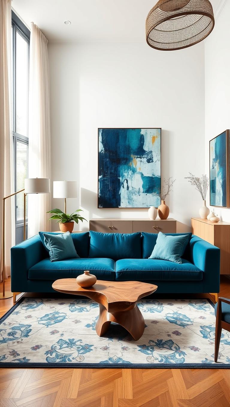 17. Blue or Teal Sofa as Statement Piece