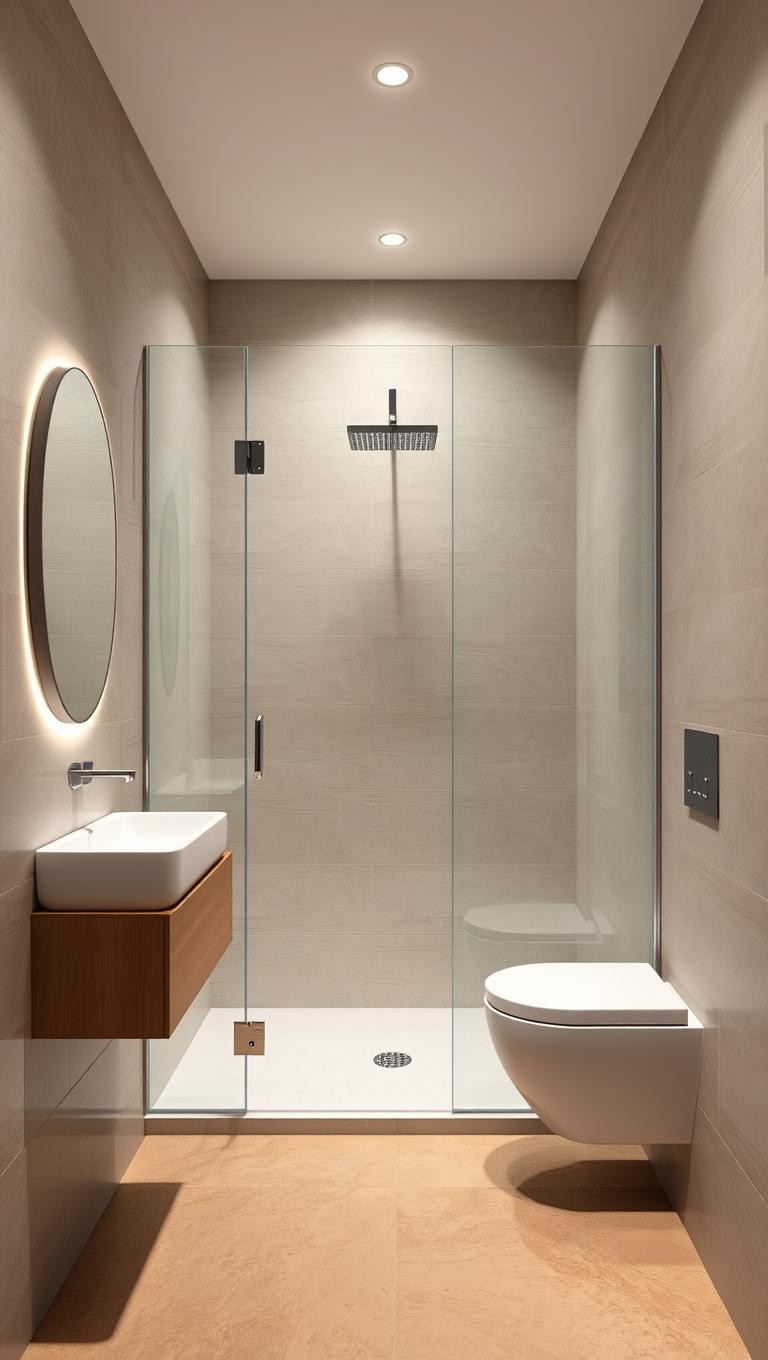 17. Frameless glass shower enclosure