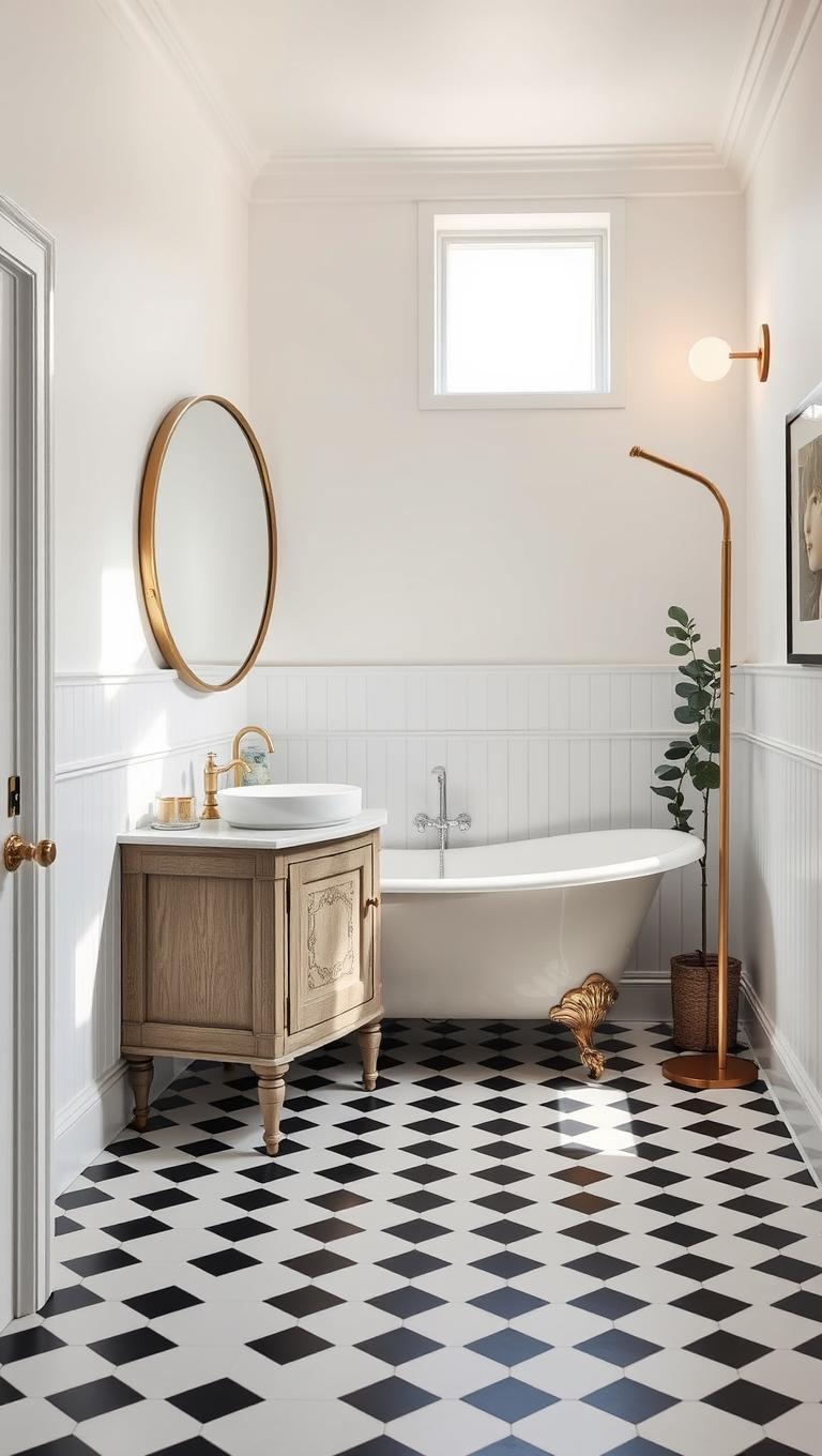 18. Black and White Checkerboard Floor for Classic Style