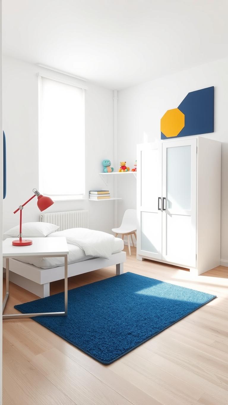 19. Minimalist white base with bold accents