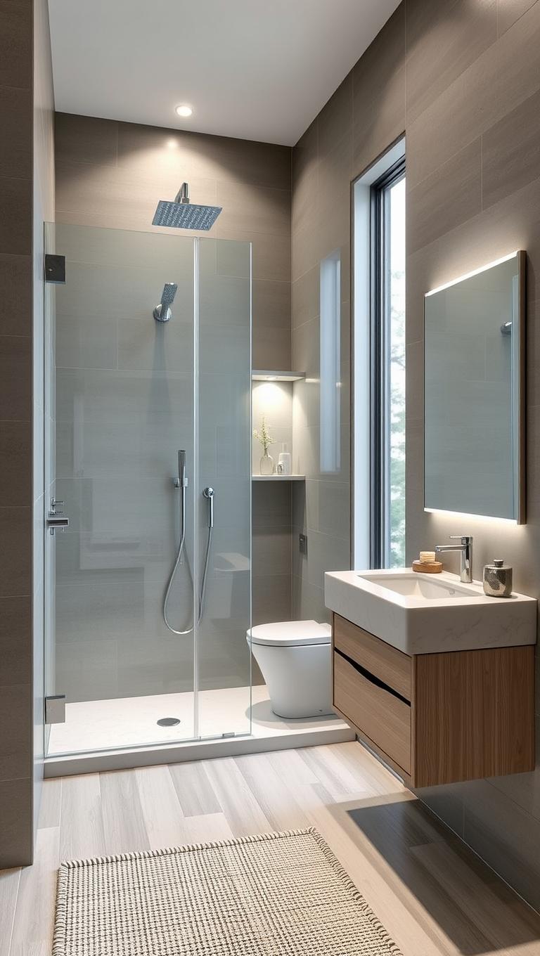 2. Frameless glass shower enclosure