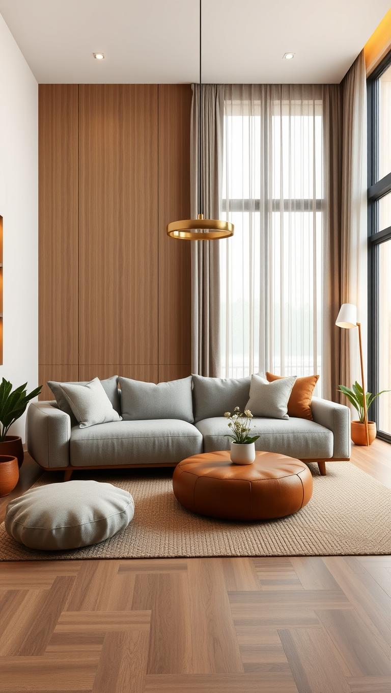 2. Neutral Palette with Warm Wood Accents