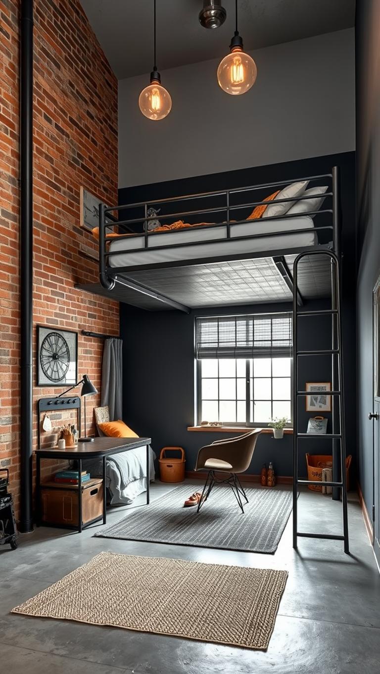 20. Industrial loft vibe with metal accents