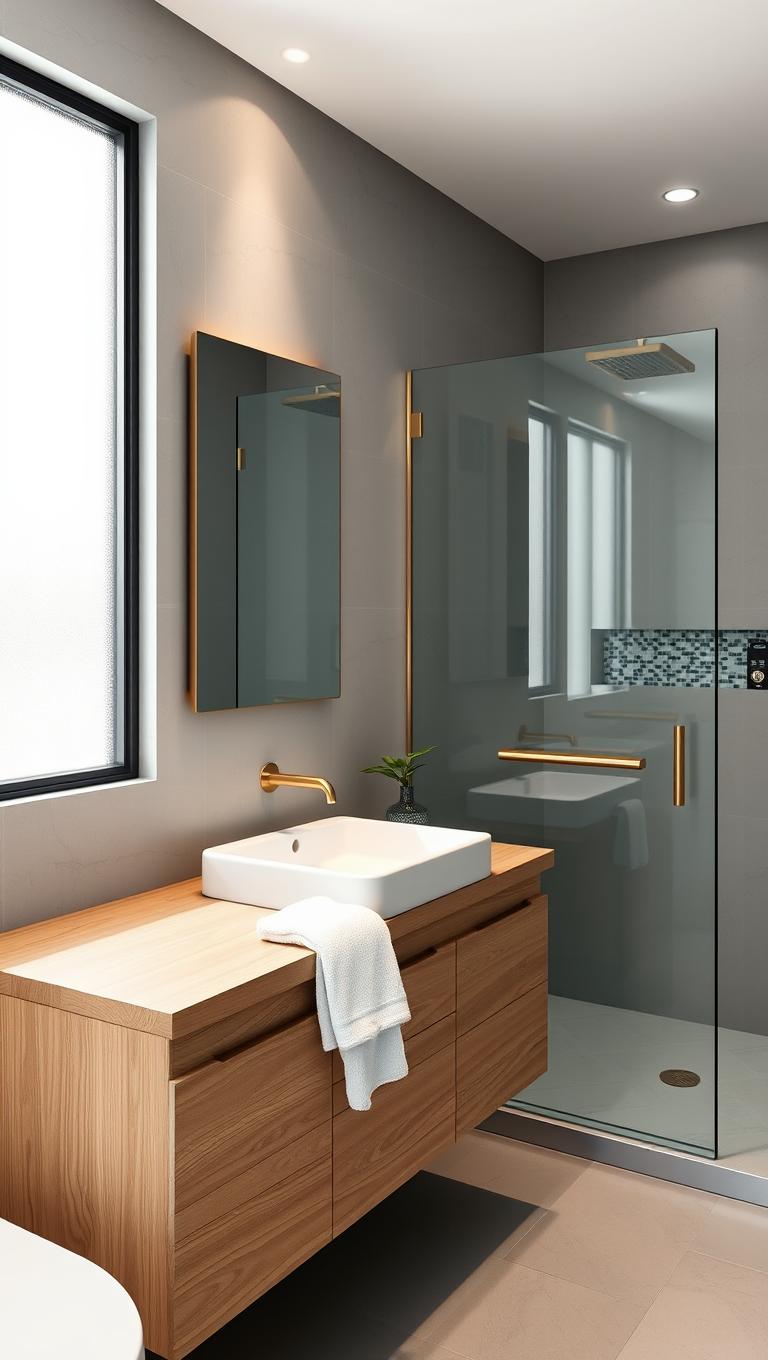 20. Towel bars integrated into vanity or wall