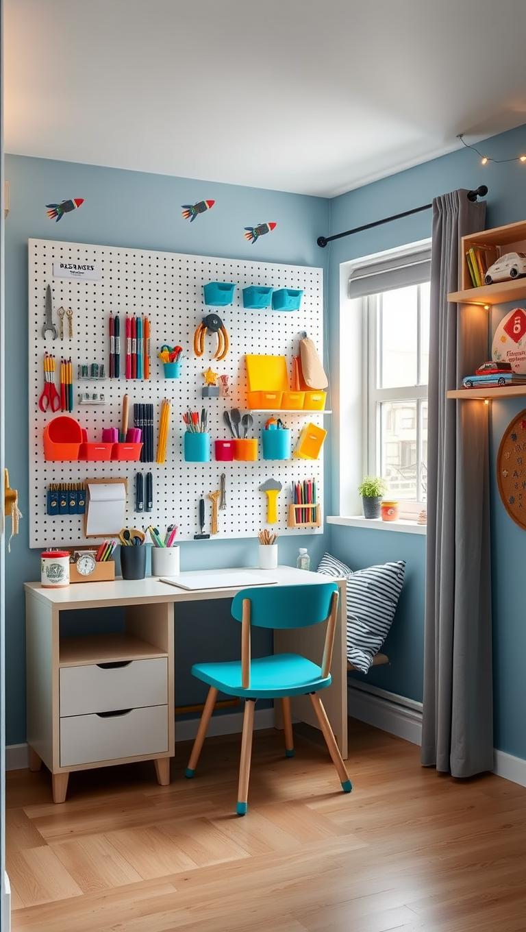 21. DIY pegboard desk setup