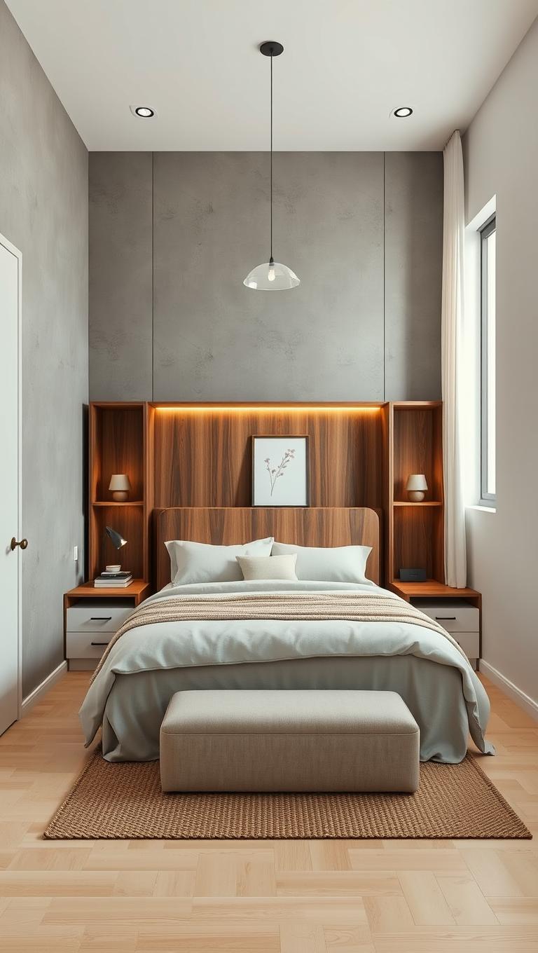 21. Hidden storage behind headboard