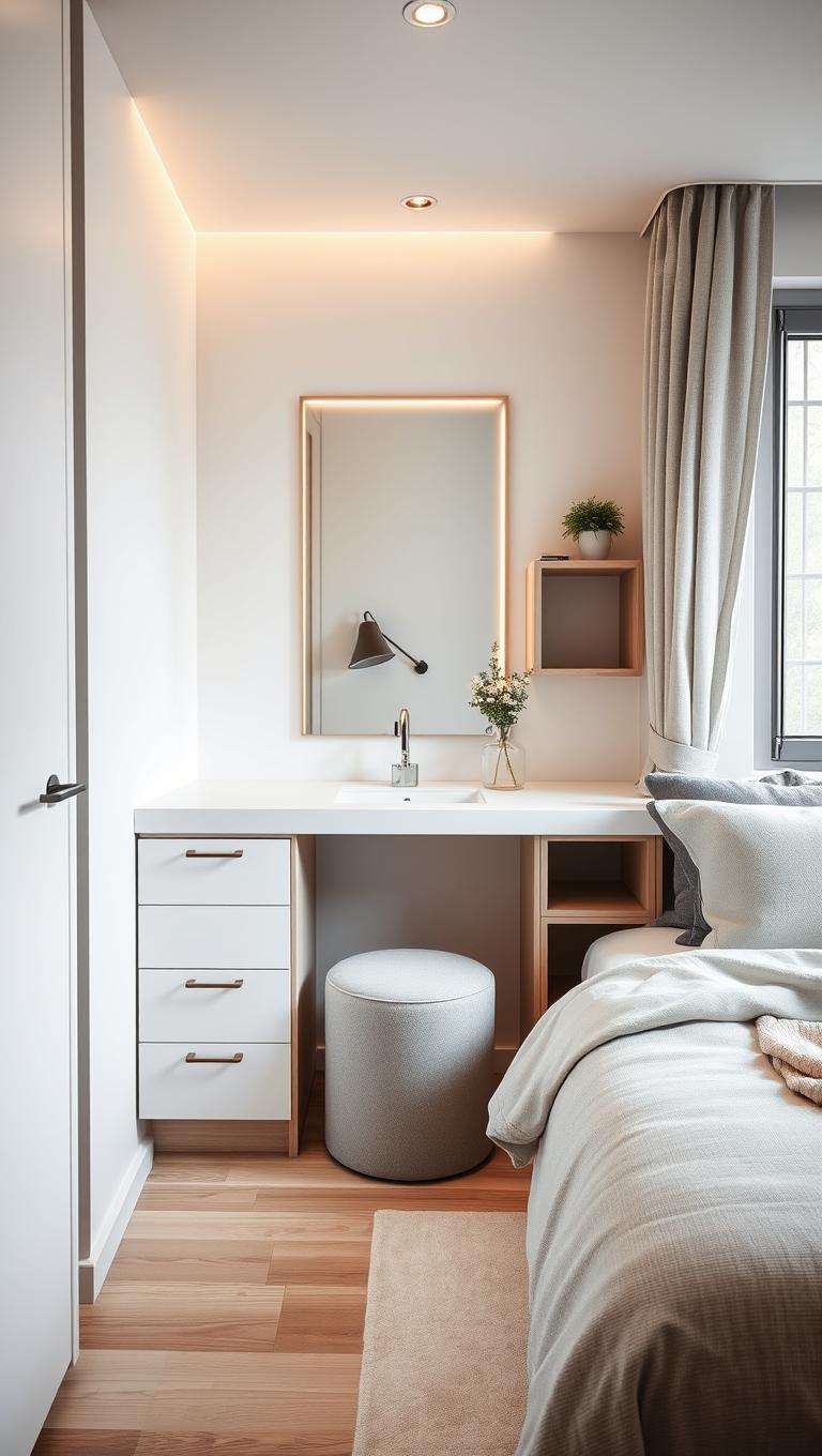 23. Built in vanity with compact stool