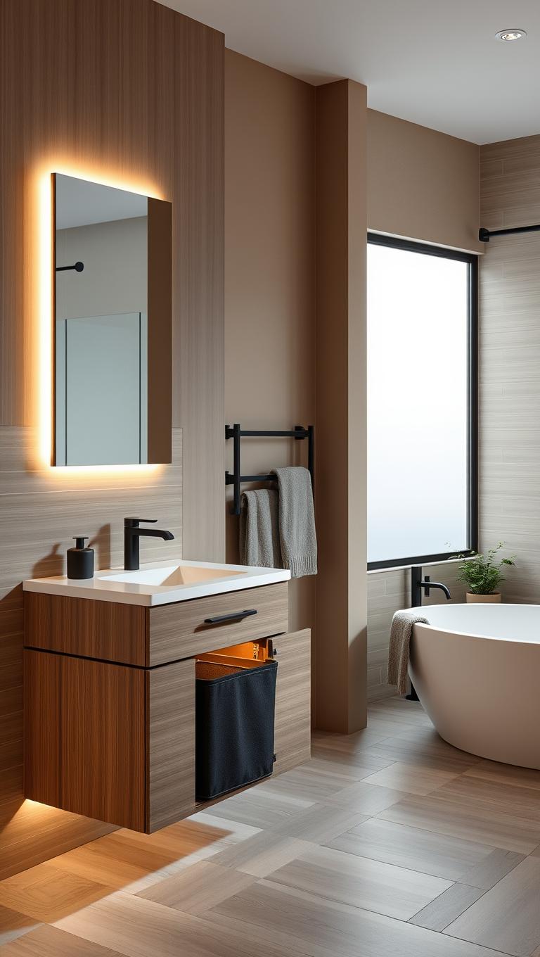 24. Hidden laundry hamper in vanity