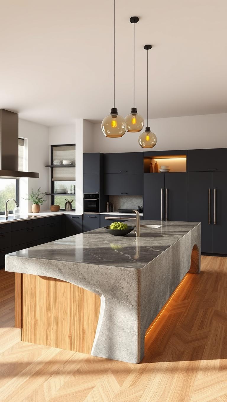 24. Natural Stone as Focal Point on Island