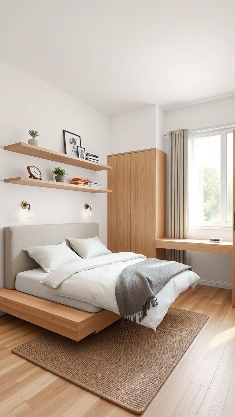 26. Floating shelves to reduce clutter