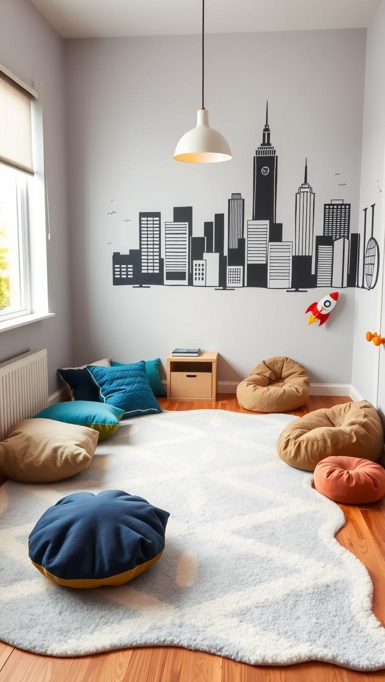 26. Soft rug and floor seating area