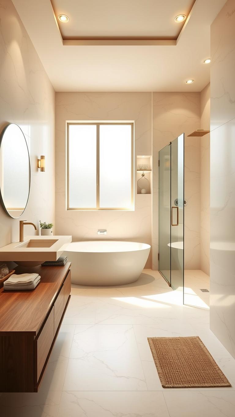 28. Beige Tones in Large Tiles to Warm Up Space