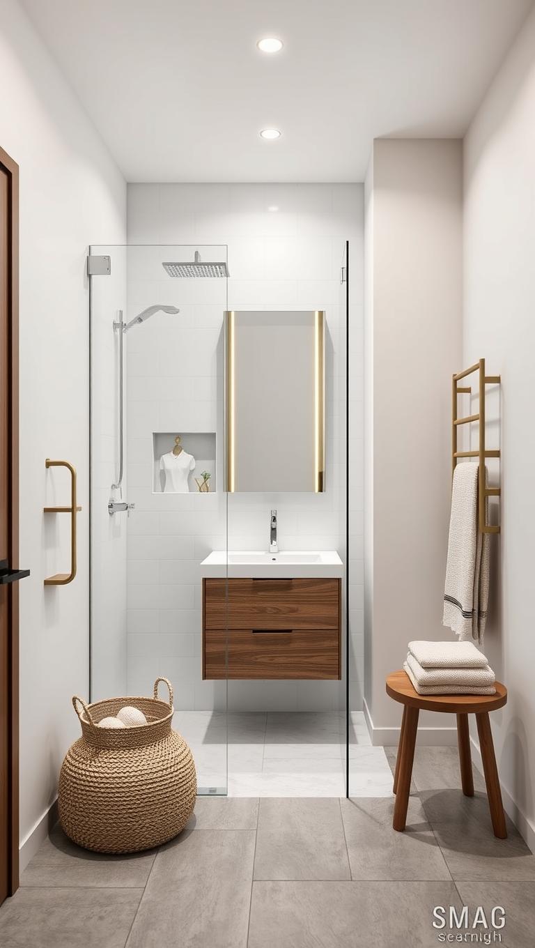 3. Corner shower with glass enclosure