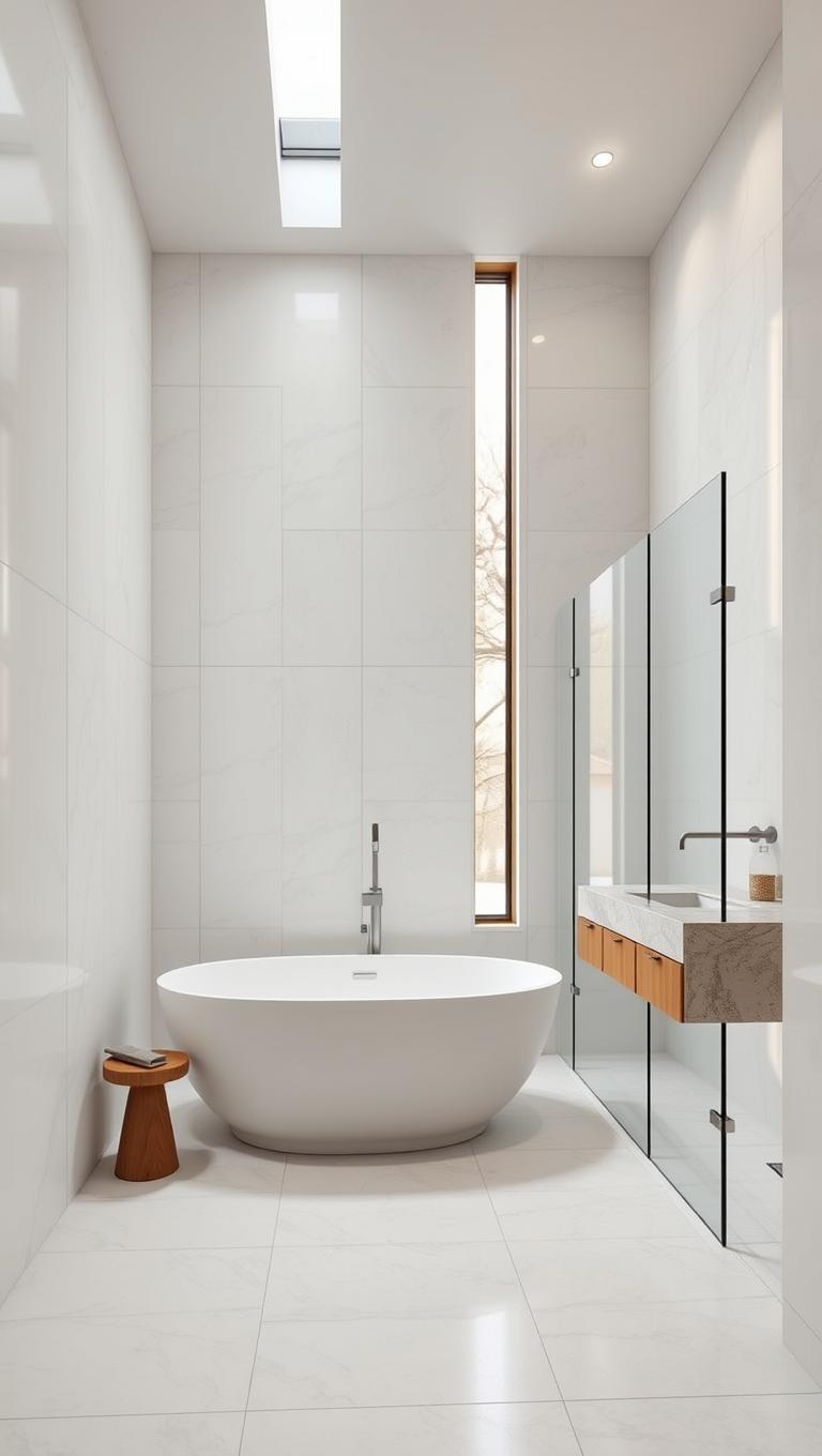 3. Large format porcelain tiles for minimal grout