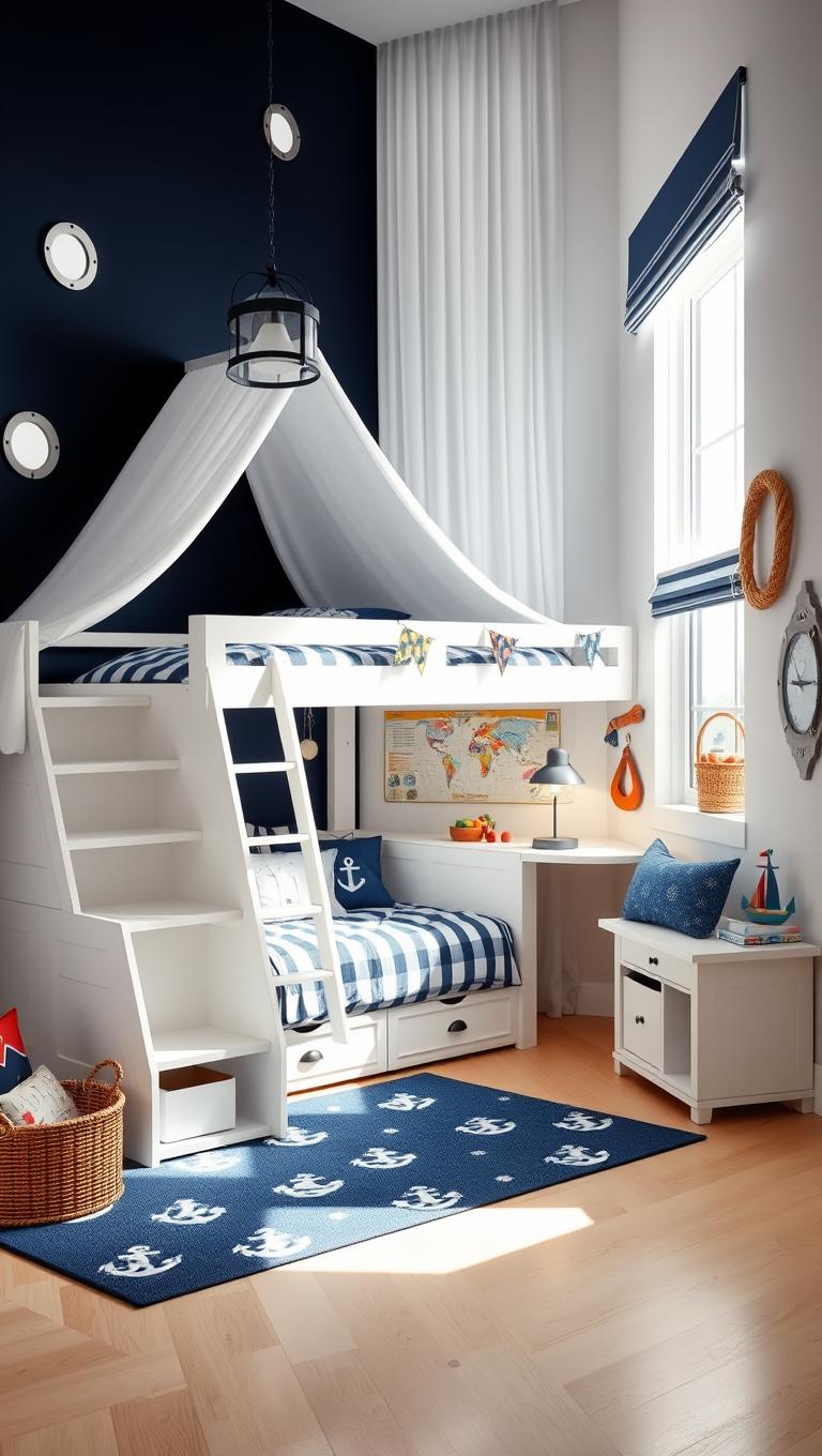 3. Nautical theme with blue accents