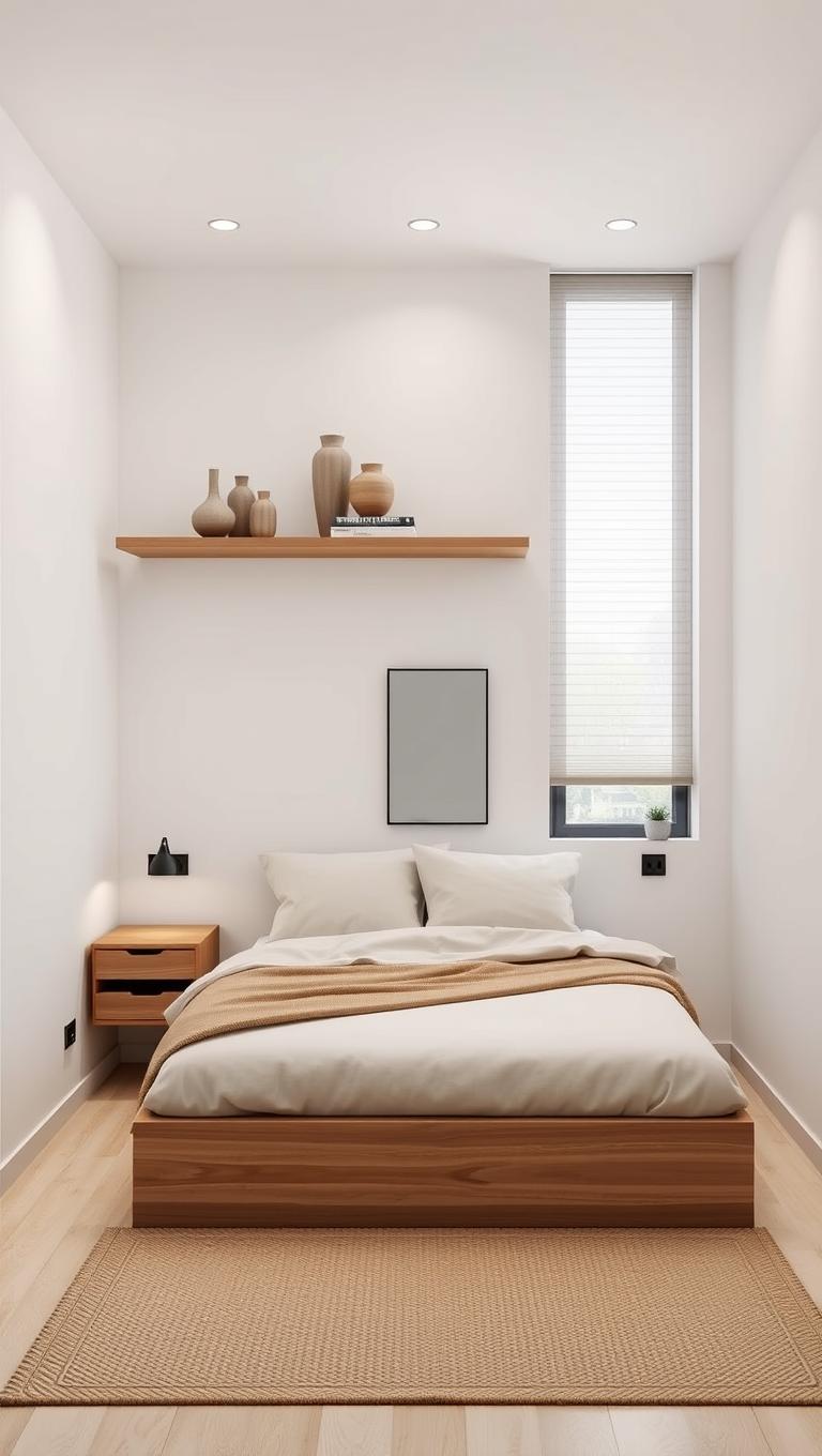 3. Wall mounted nightstands and floating shelves