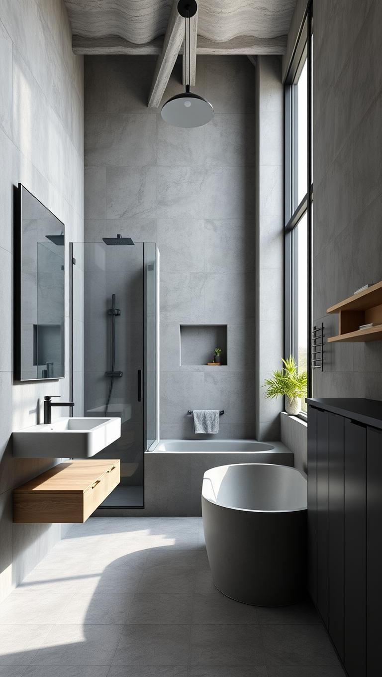 31. Concrete look porcelain for industrial vibe