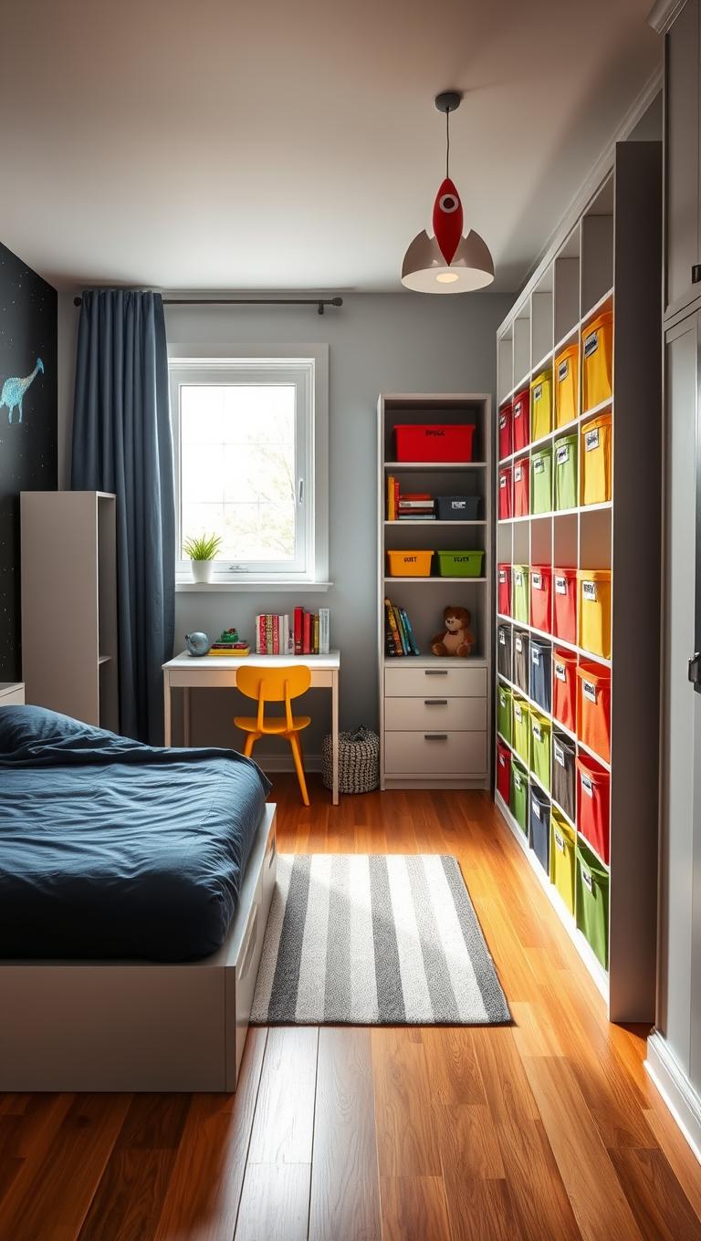 32. Themed labeled storage bins