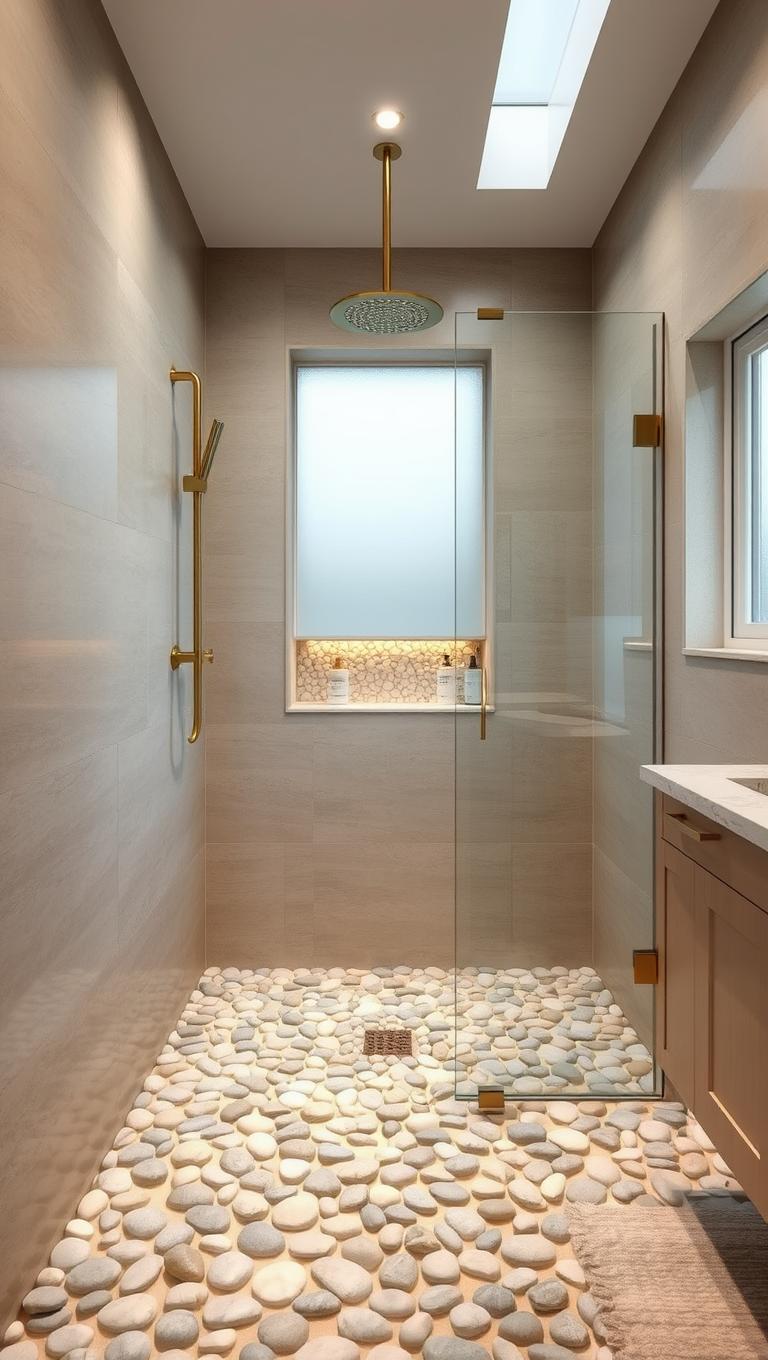 33. Shower Floor with Pebbles or Aggregate Tiles