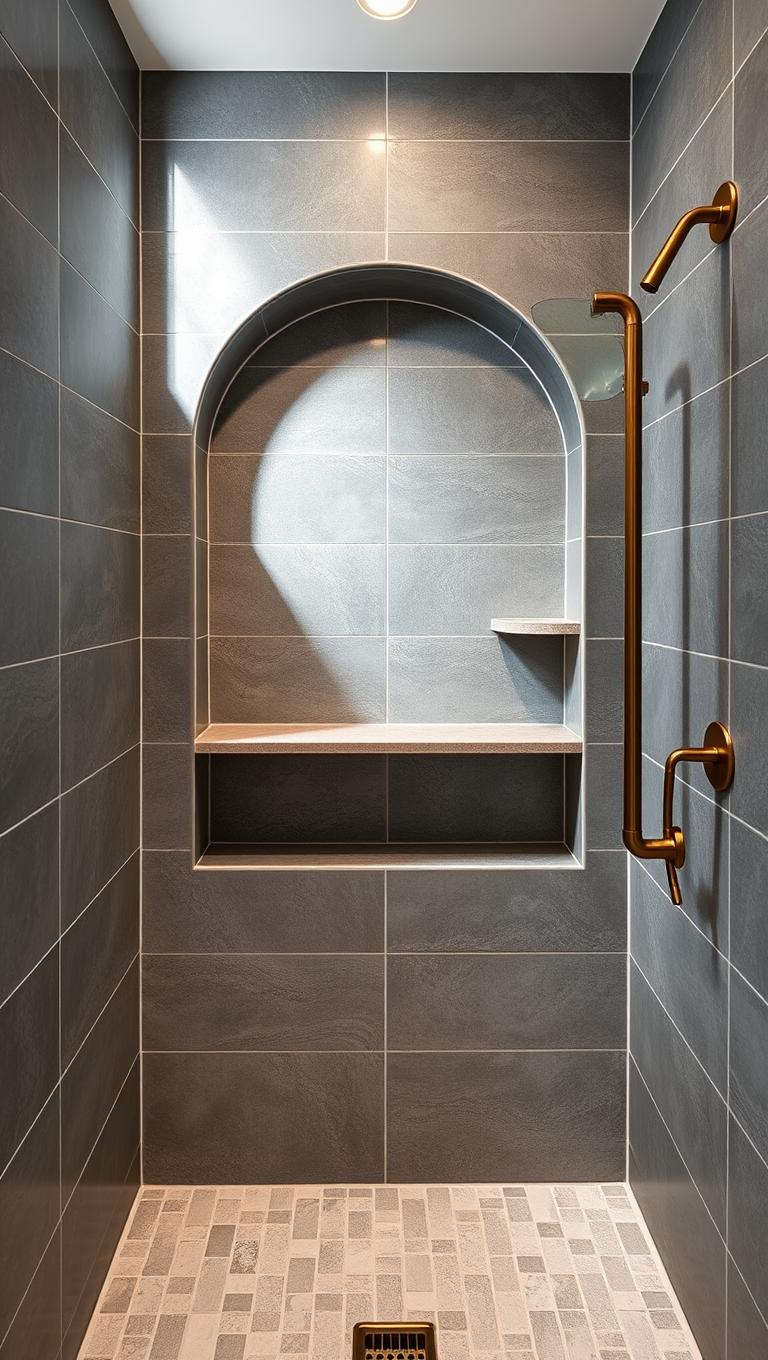 34. Tiled Shower Niche with Corset Shelving