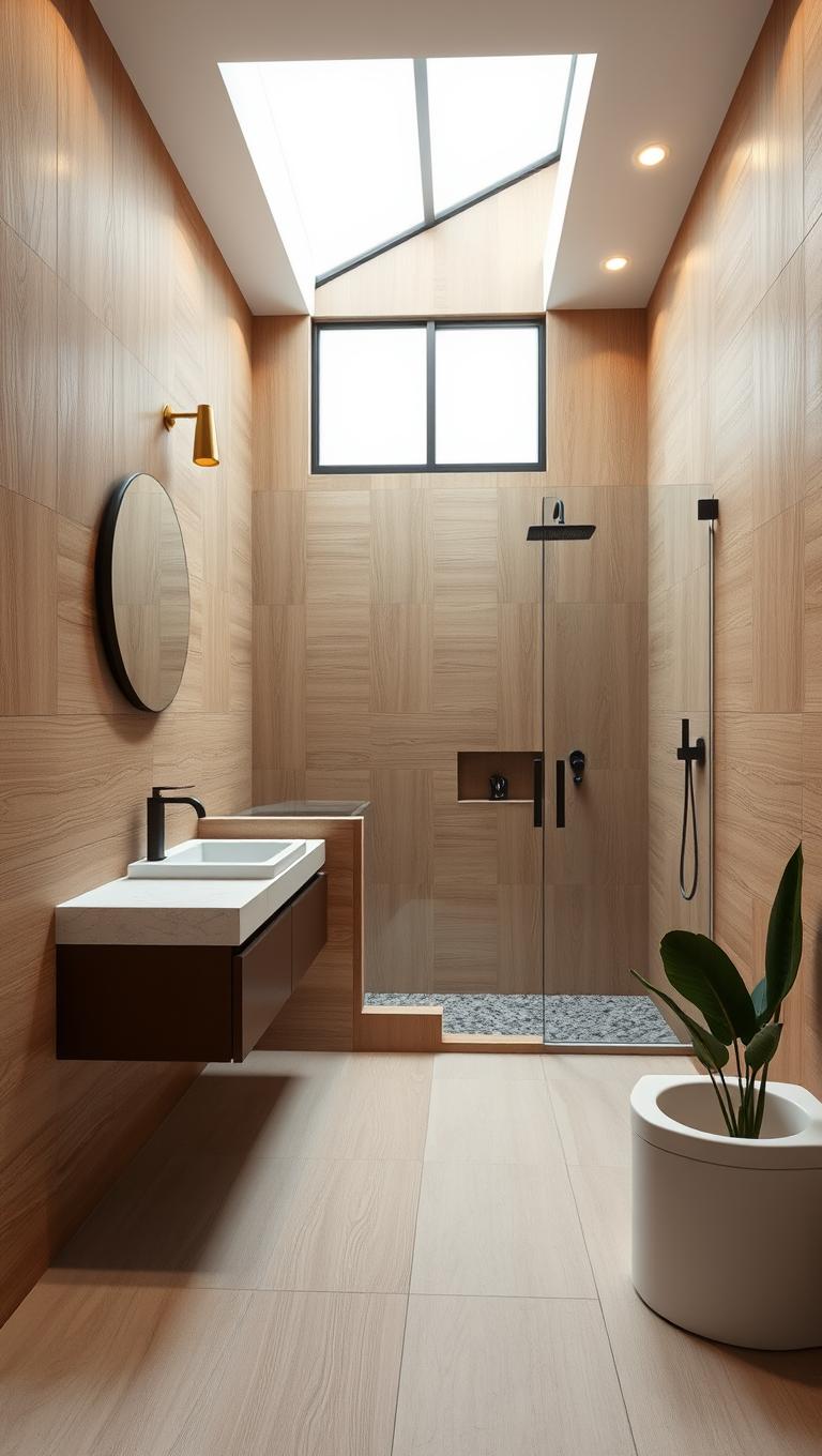 35. Wood Grain Tile Walls for Coherence