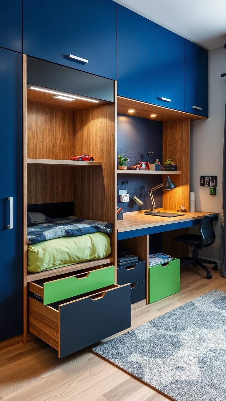 36. Hidden bed with storage drawers