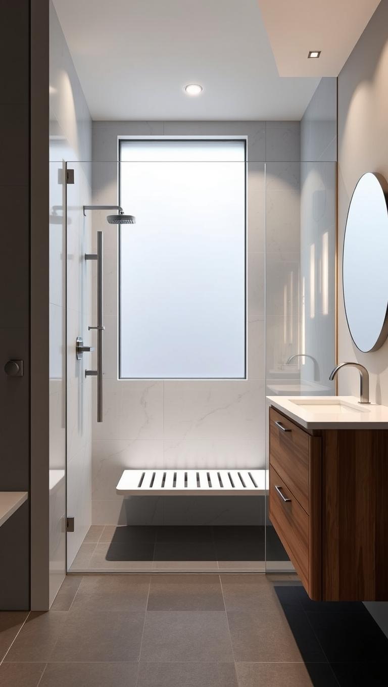 36. Shower bench with slim profile