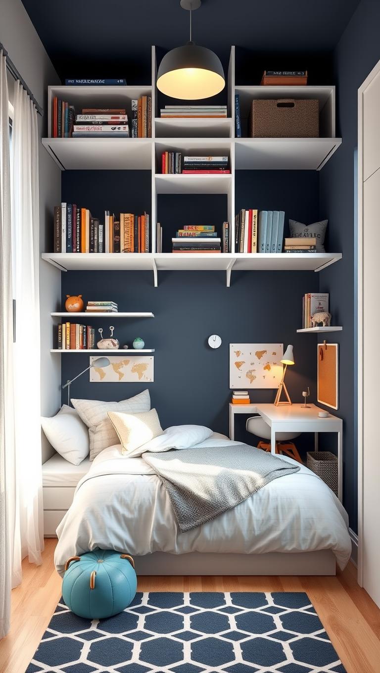 37. Ceiling mounted storage shelves