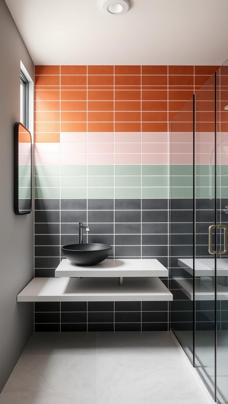 38. Color Blocking Tiles on a Feature Wall