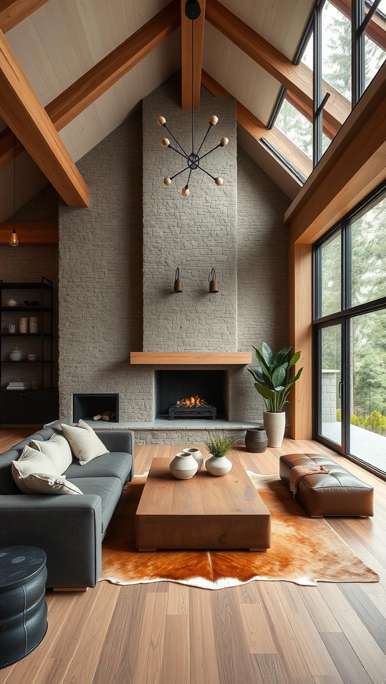 4. Stone Accents that Ground the Space