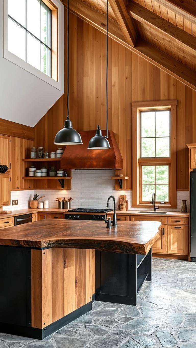 41. Rustic Metal Accents in Kitchen