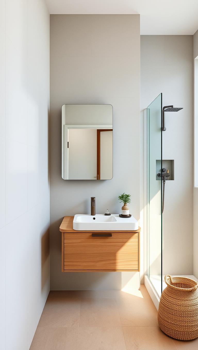 5. Floating vanity with integrated sink