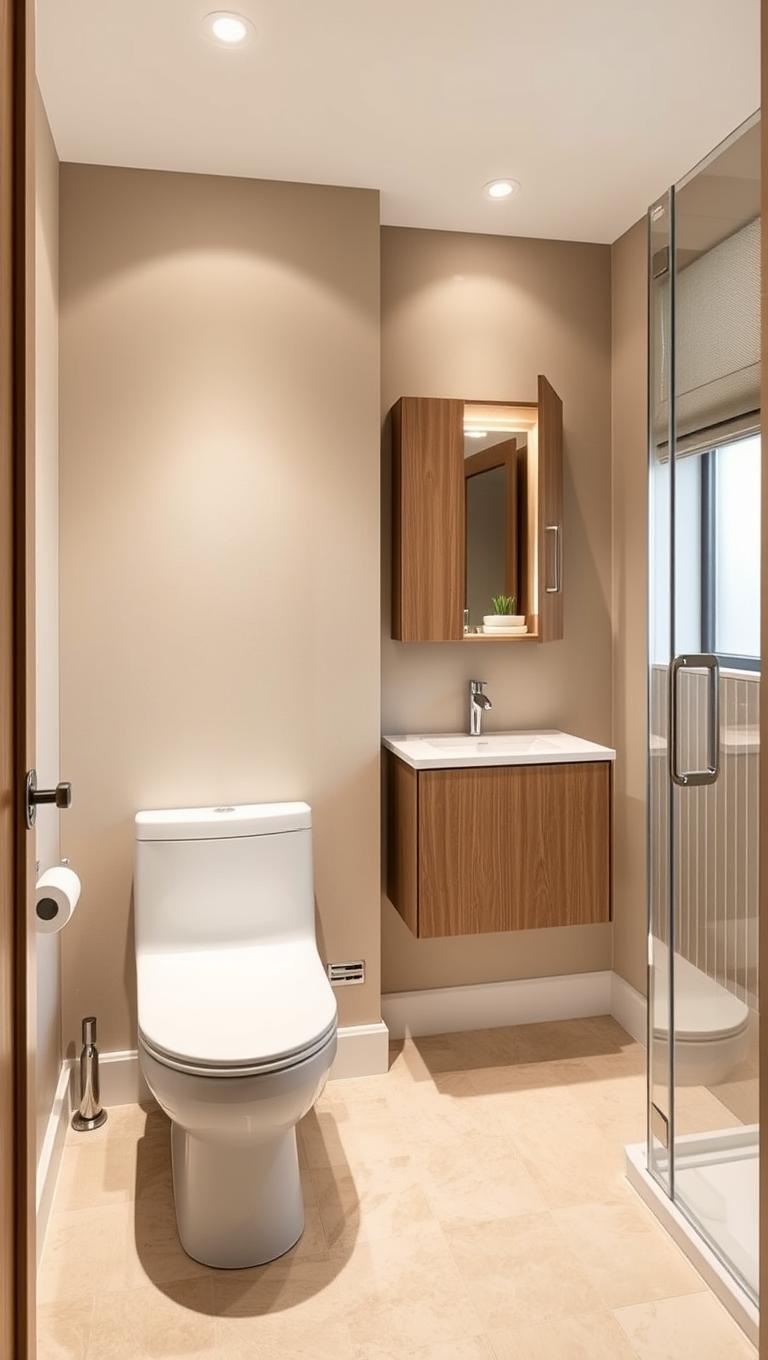 7. Recessed storage behind the toilet tank