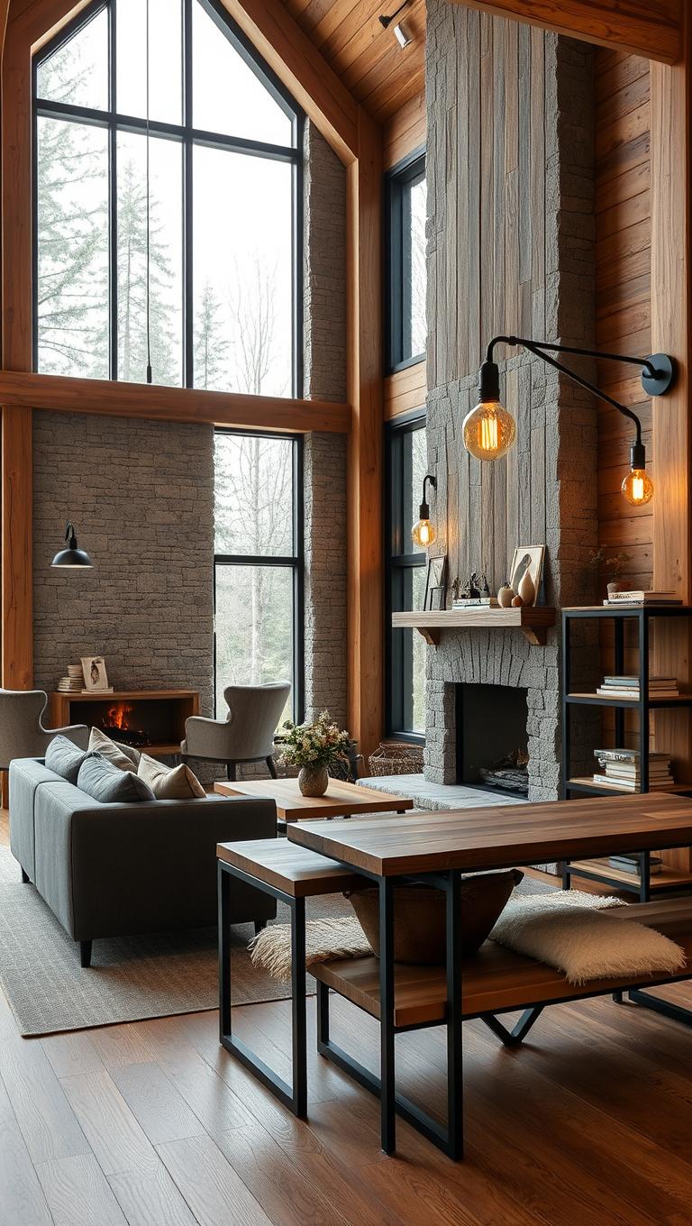 8. Industrial Lighting with Warm Glow