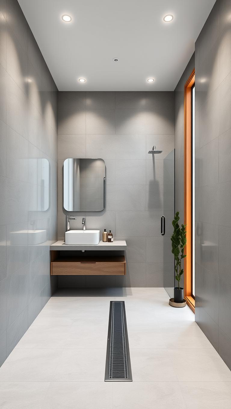 8. Linear drain for seamless shower floor