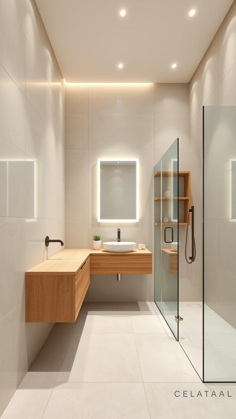 9. Large format tiles to minimize grout lines