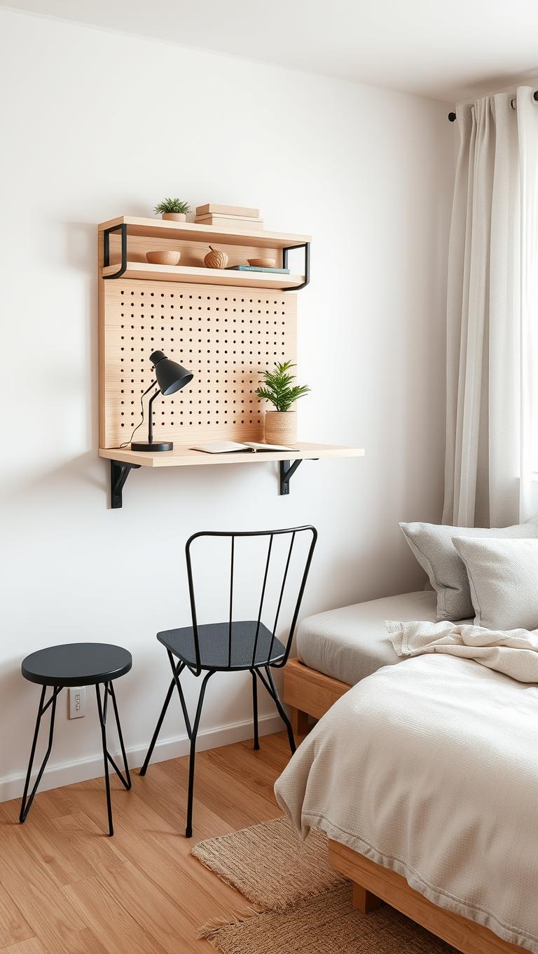 9. Wall mounted desk for compact work zone