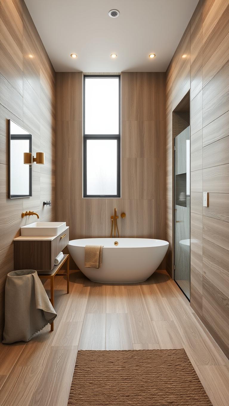 9. Wood Look Tiles for Warmth and Cohesion